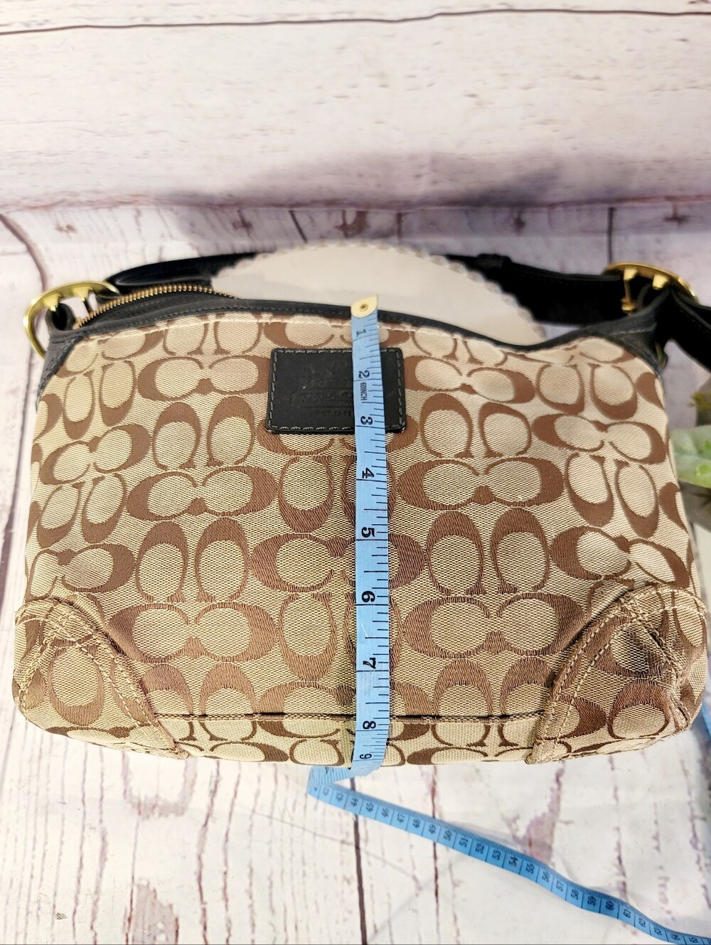 Vintage Y2K Coach Signature Canvas Hobo Crossbody-Shoulder Bag Brown Tan 12594 - Picture 13 of 16